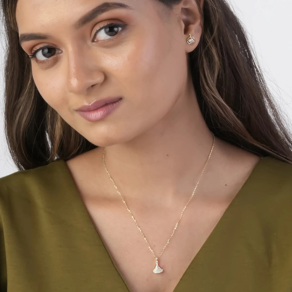 Crystal Fan Spark Pendant Necklace