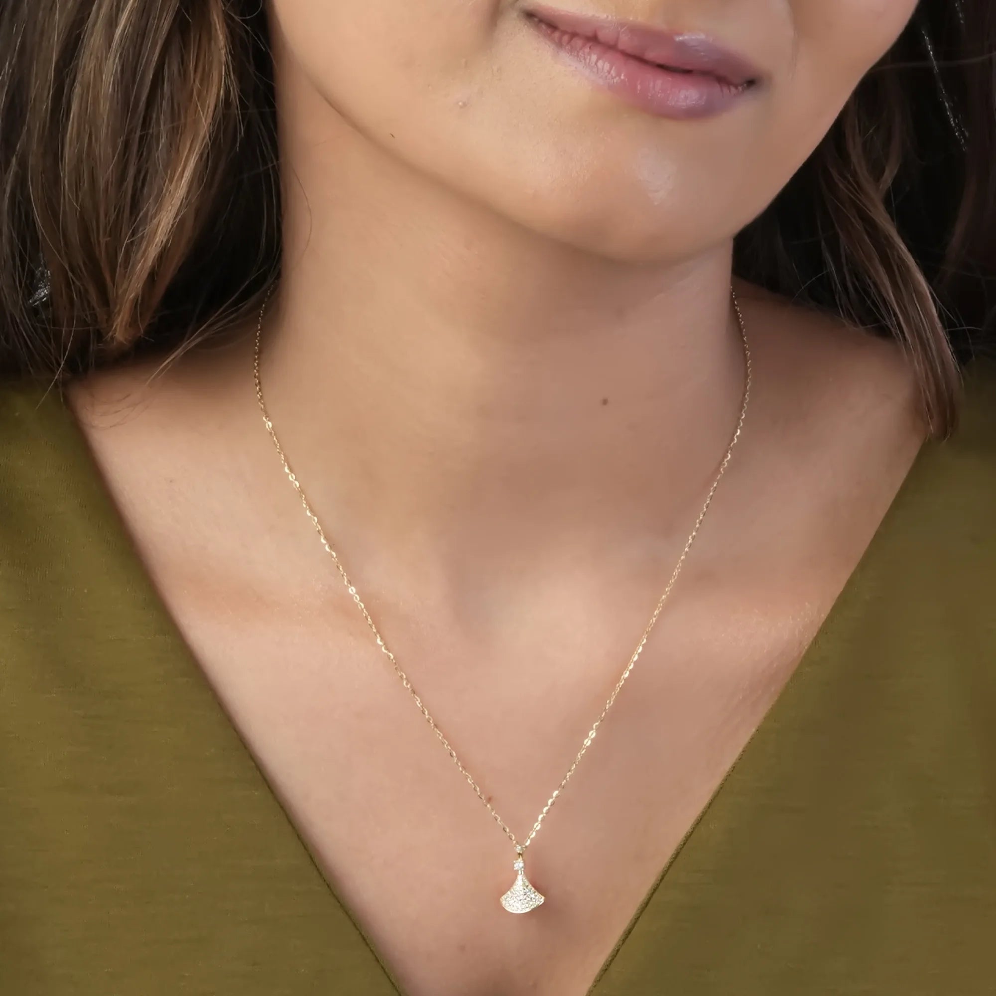 Crystal Fan Spark Pendant Necklace