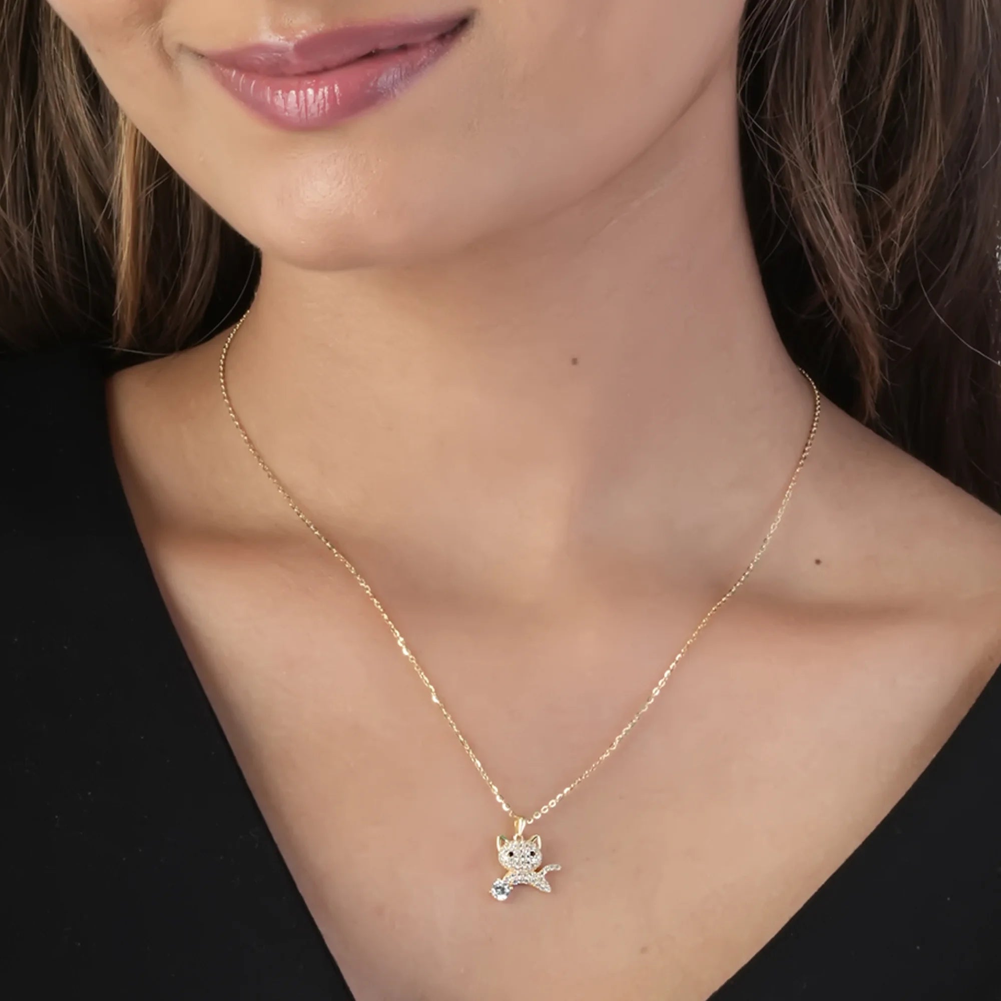 Kitty Sparkle Pendant Necklace