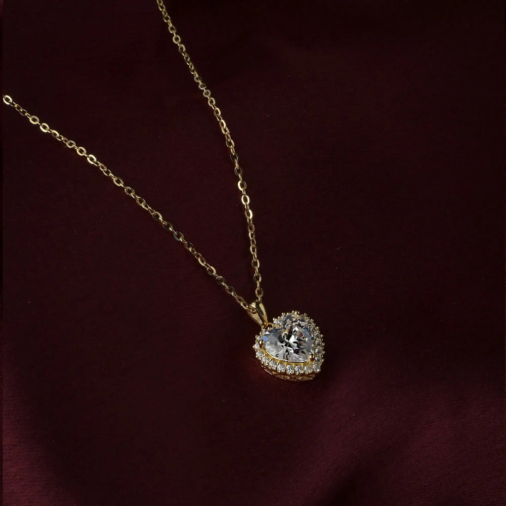 Sparkling Heart Solitaire Pendant Necklace