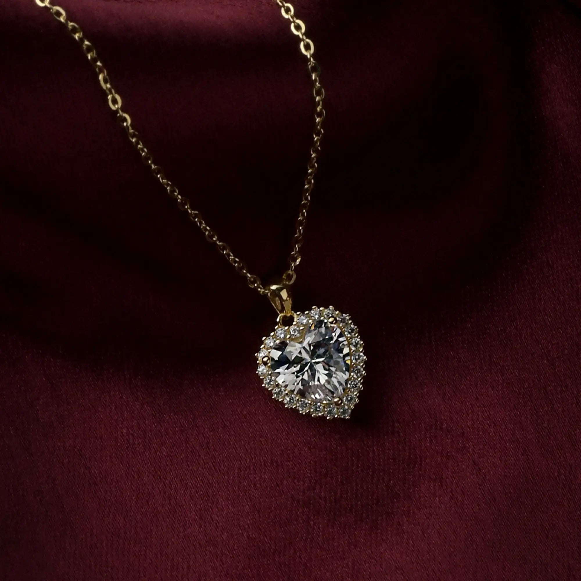 Sparkling Heart Solitaire Pendant Necklace