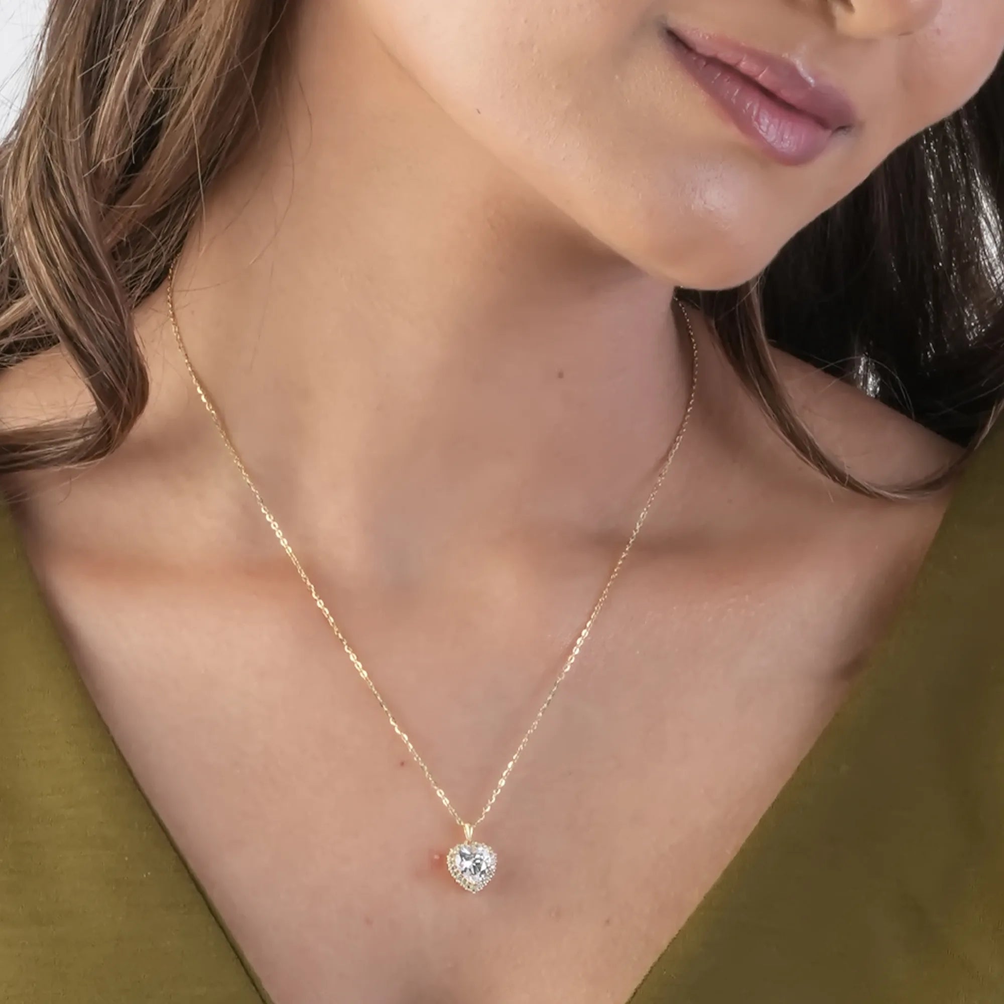 Sparkling Heart Solitaire Pendant Necklace