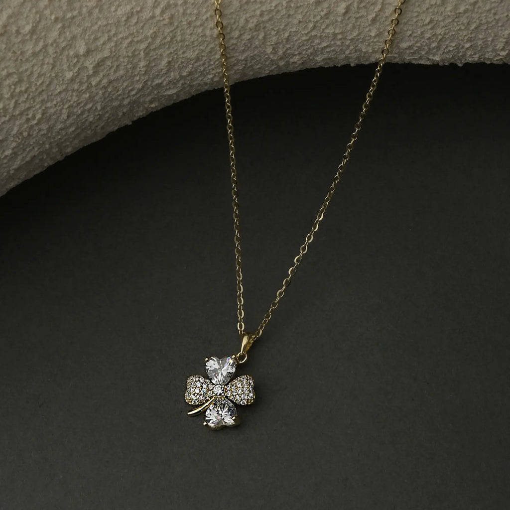 Sparkling Four-Leaf Clover Pendant Necklace