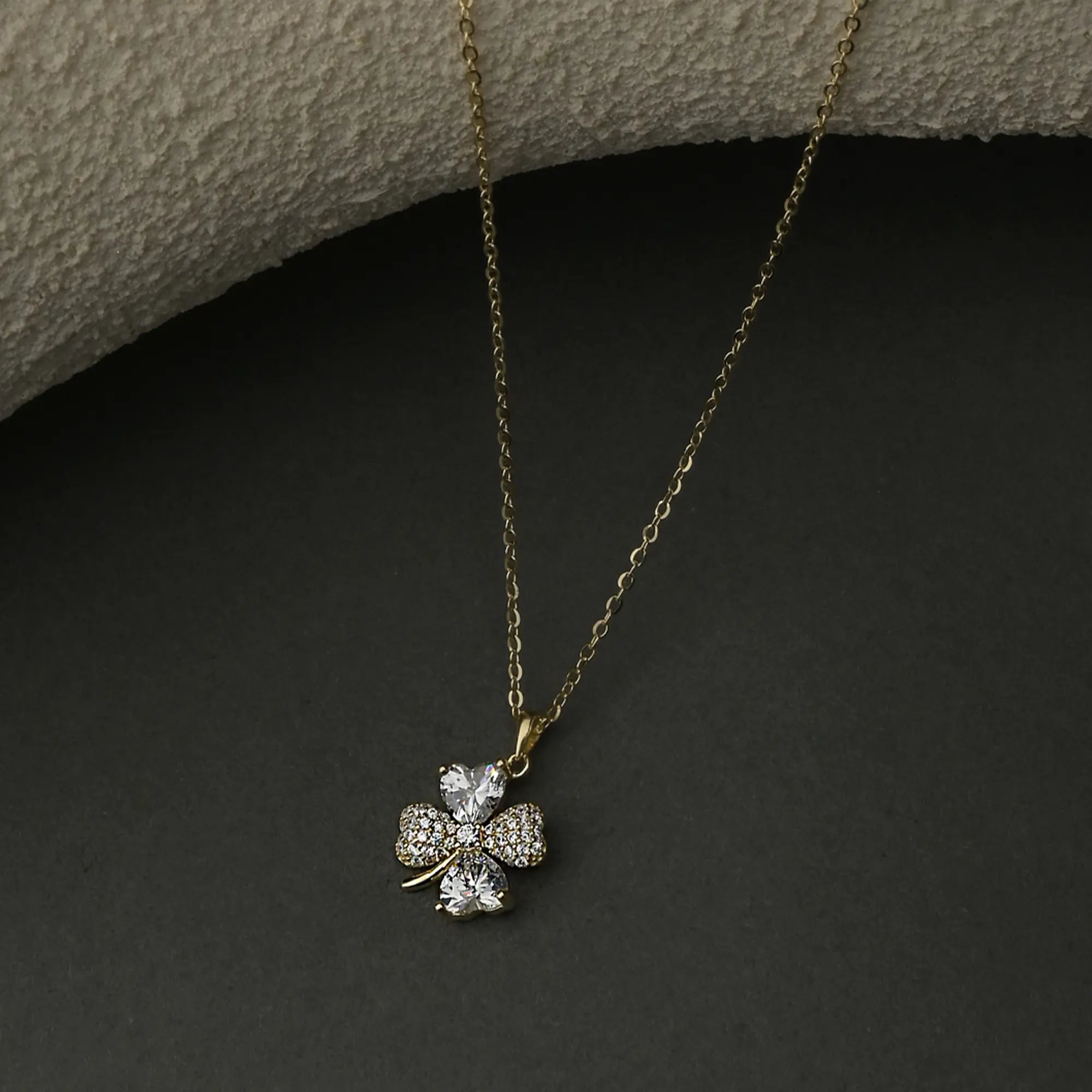 Sparkling Four-Leaf Clover Pendant Necklace