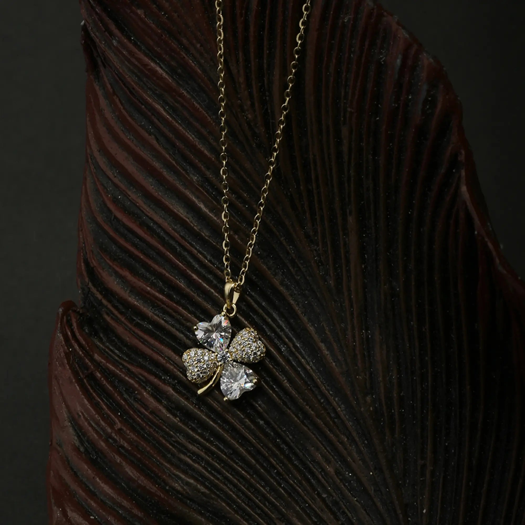 Sparkling Four-Leaf Clover Pendant Necklace