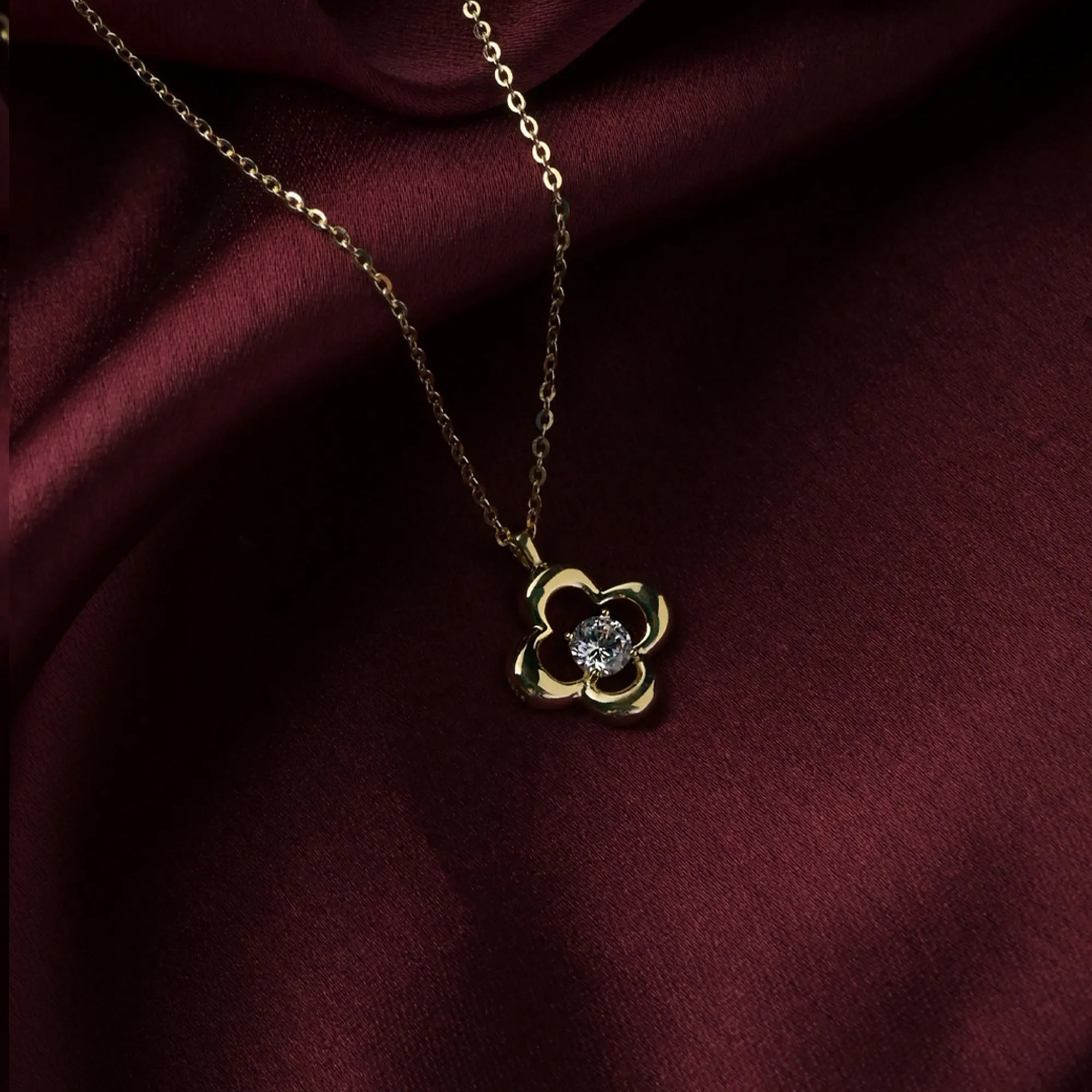 Lustre Petal Frame Pendant Necklace