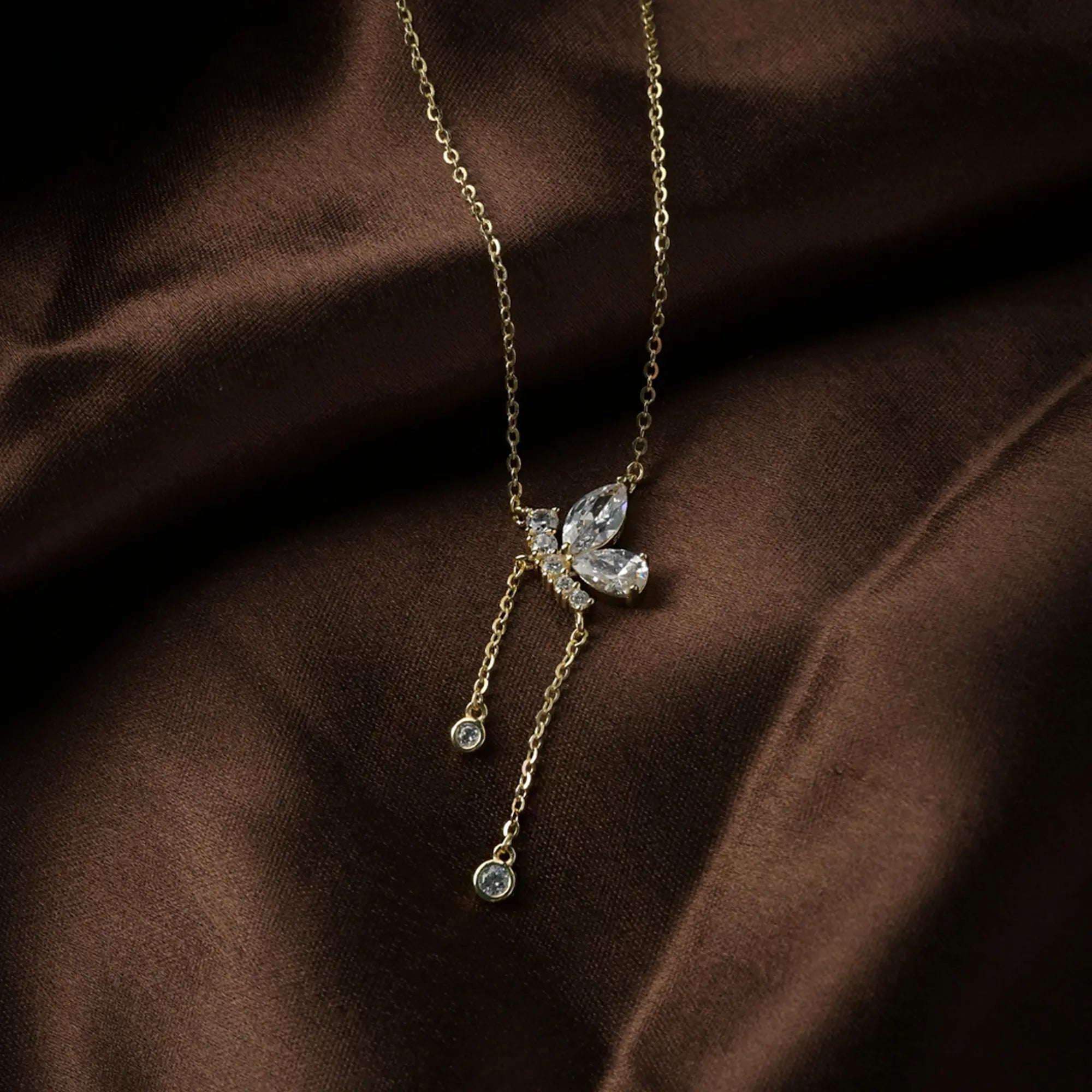 Elegant Butterfly Drop Pendant Necklace