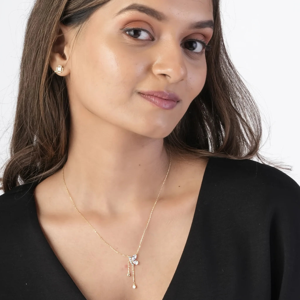 Elegant Butterfly Drop Pendant Necklace