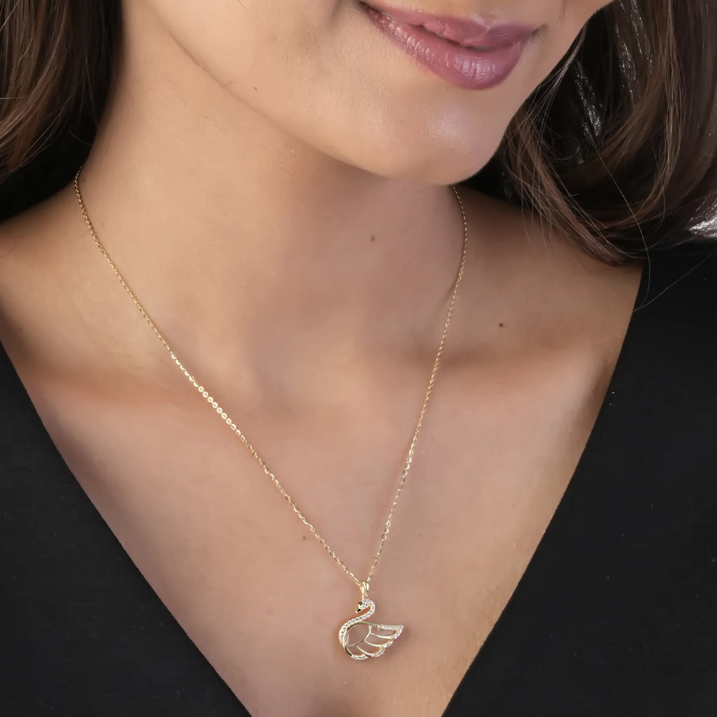 Serene Grace Swan Pendant Necklace