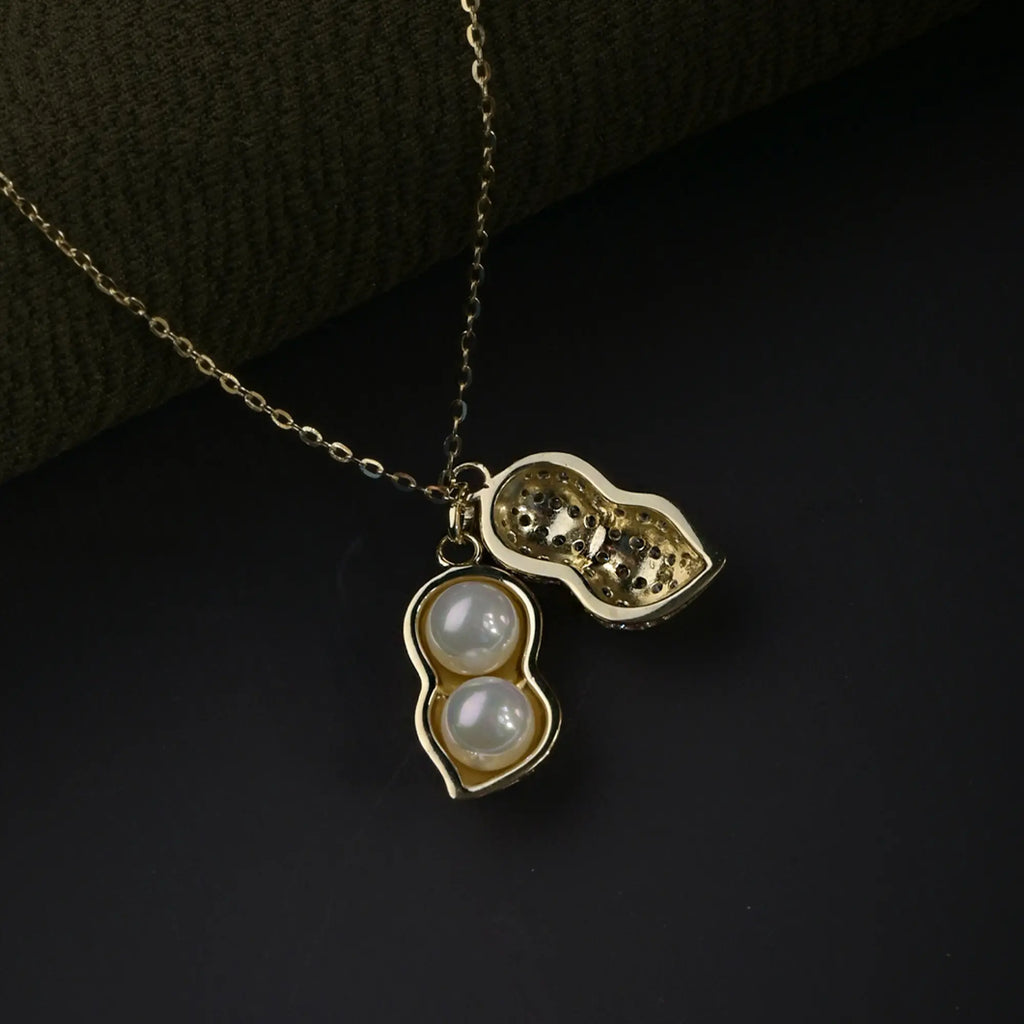 Twin Pearl Pod Pendant Necklace