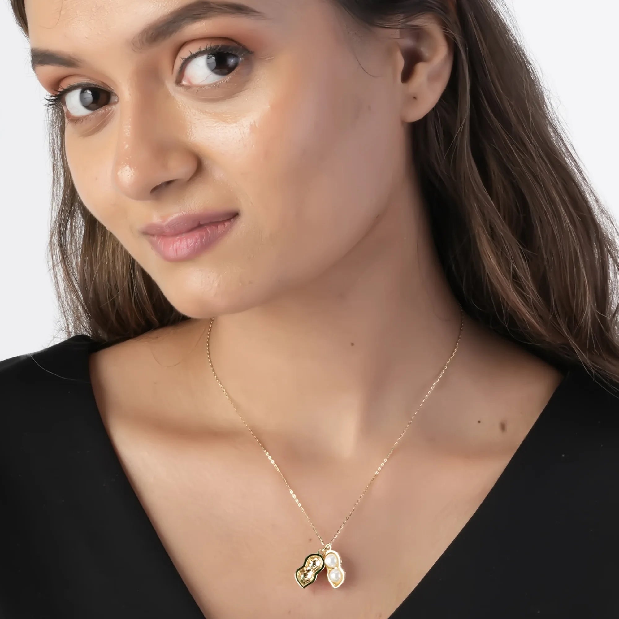 Twin Pearl Pod Pendant Necklace