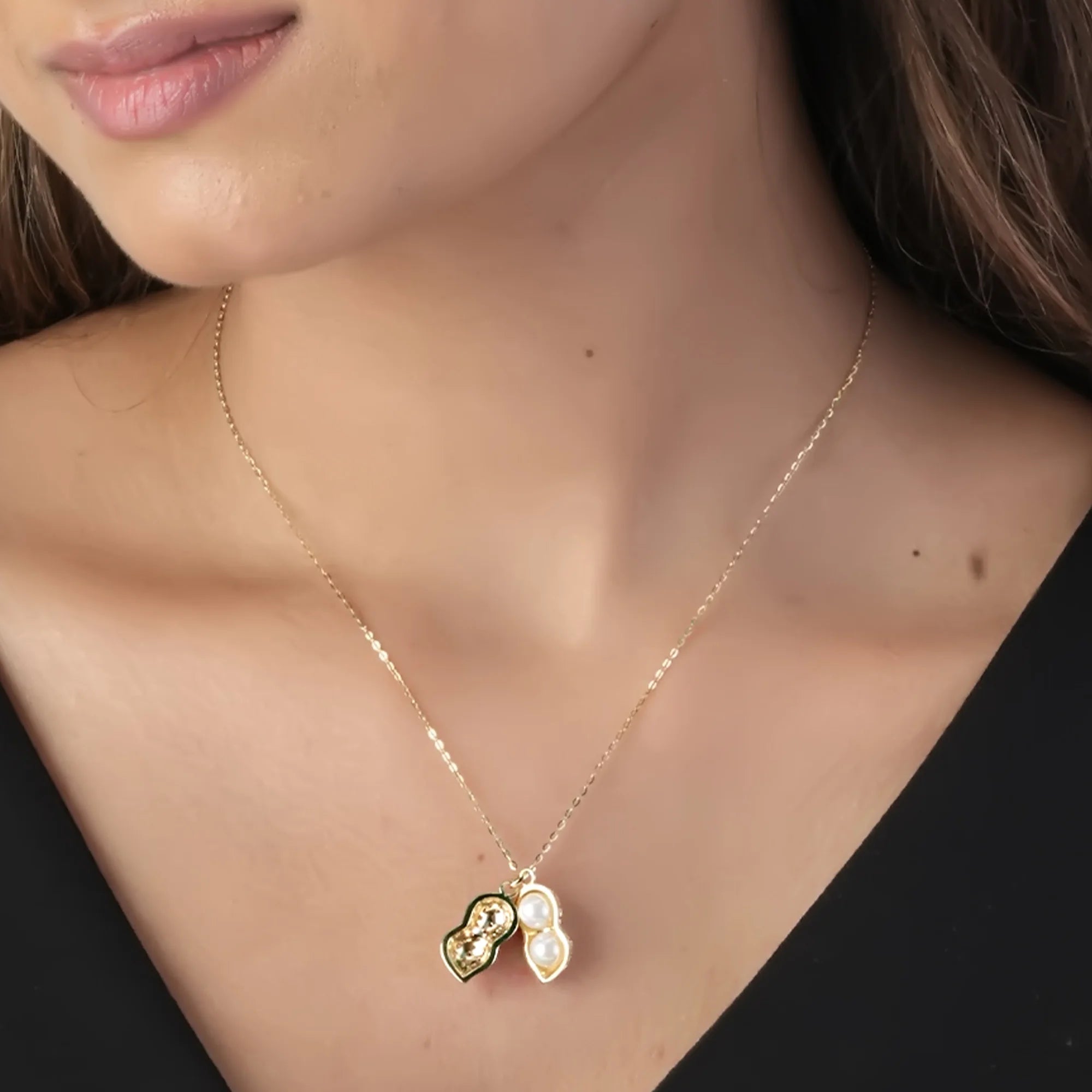 Twin Pearl Pod Pendant Necklace