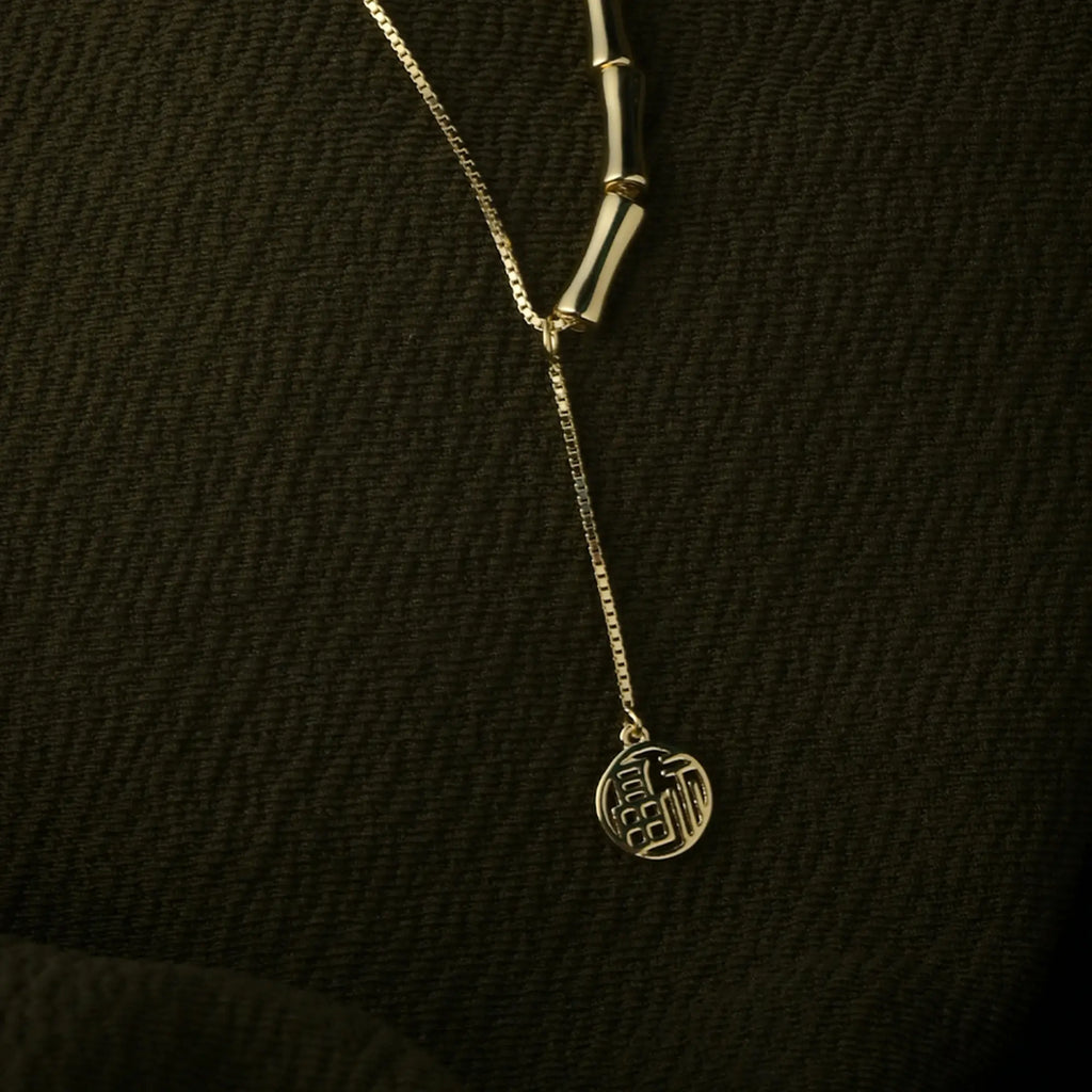Golden Bamboo Pendant Necklace