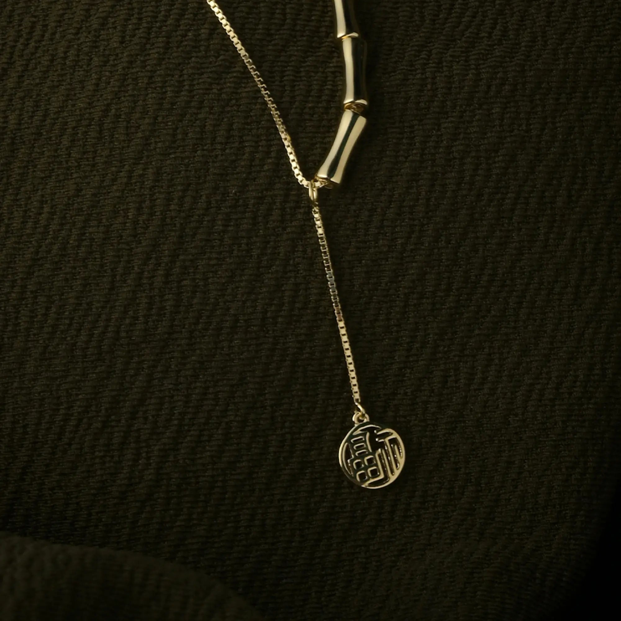 Golden Bamboo Pendant Necklace