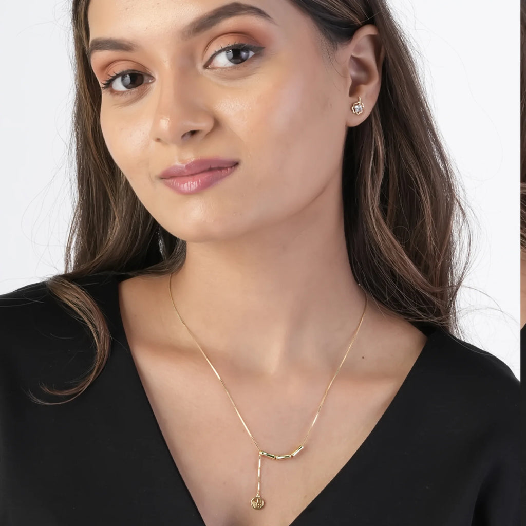 Golden Bamboo Pendant Necklace