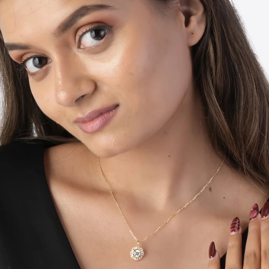 Golden Daisy Pendant Necklace