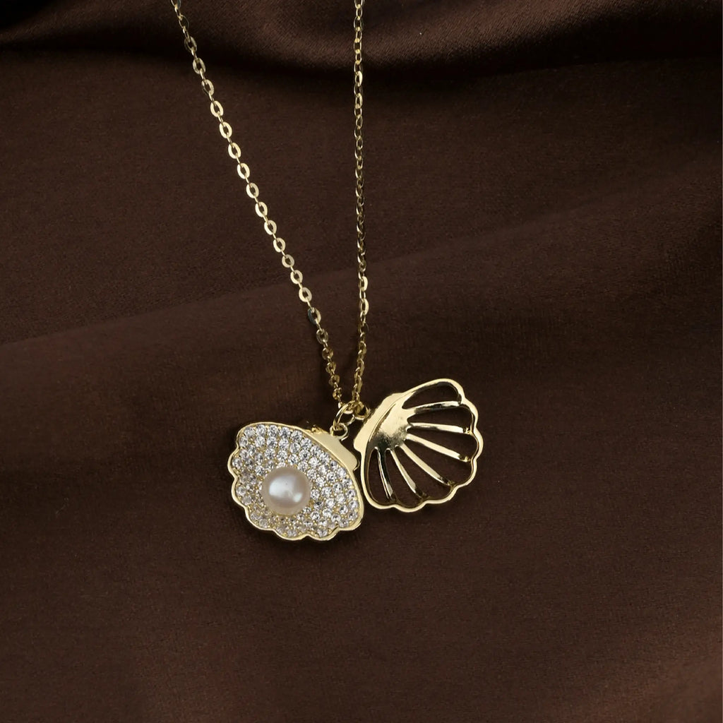 Mystic Seashell Pearl Pendant Necklace