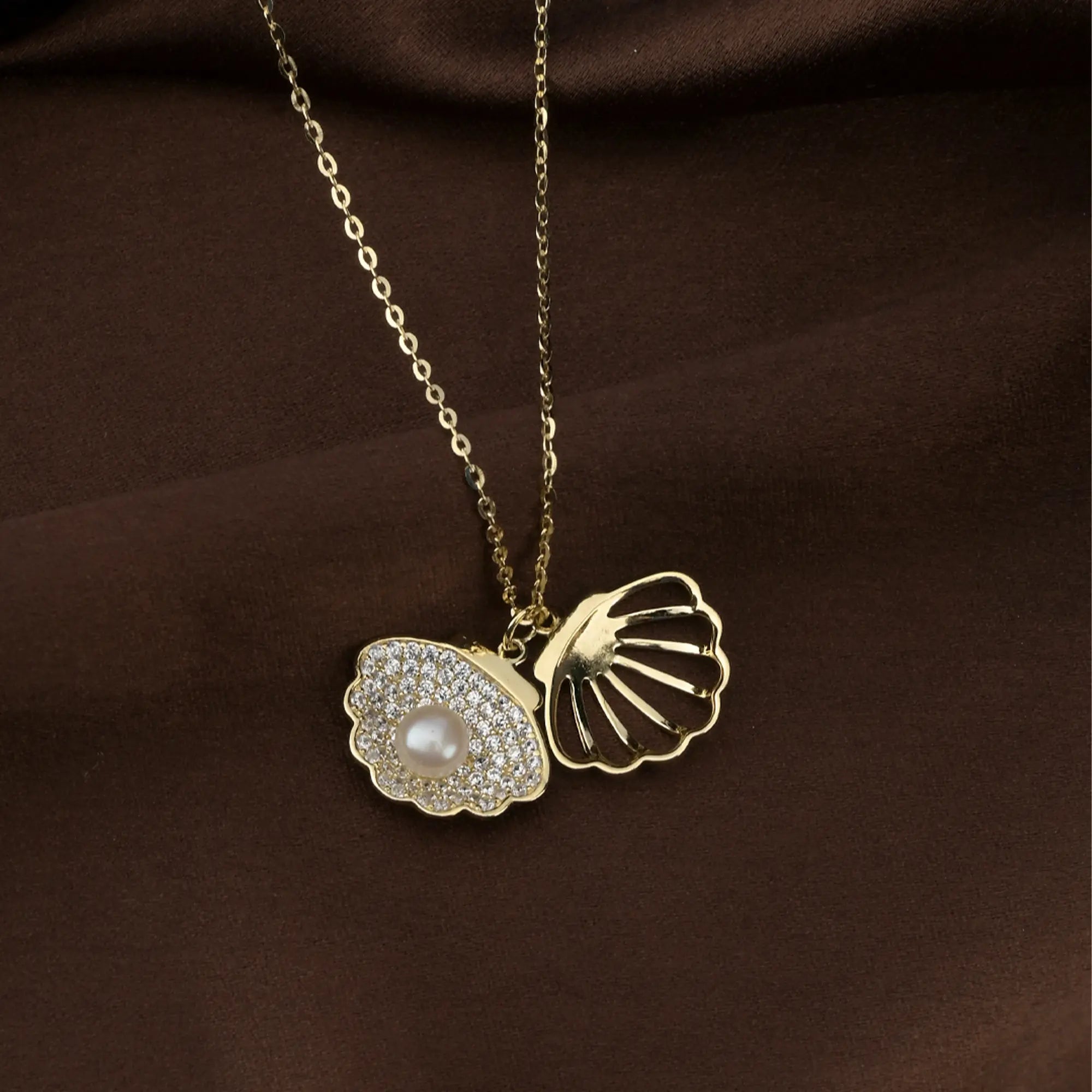 Mystic Seashell Pearl Pendant Necklace