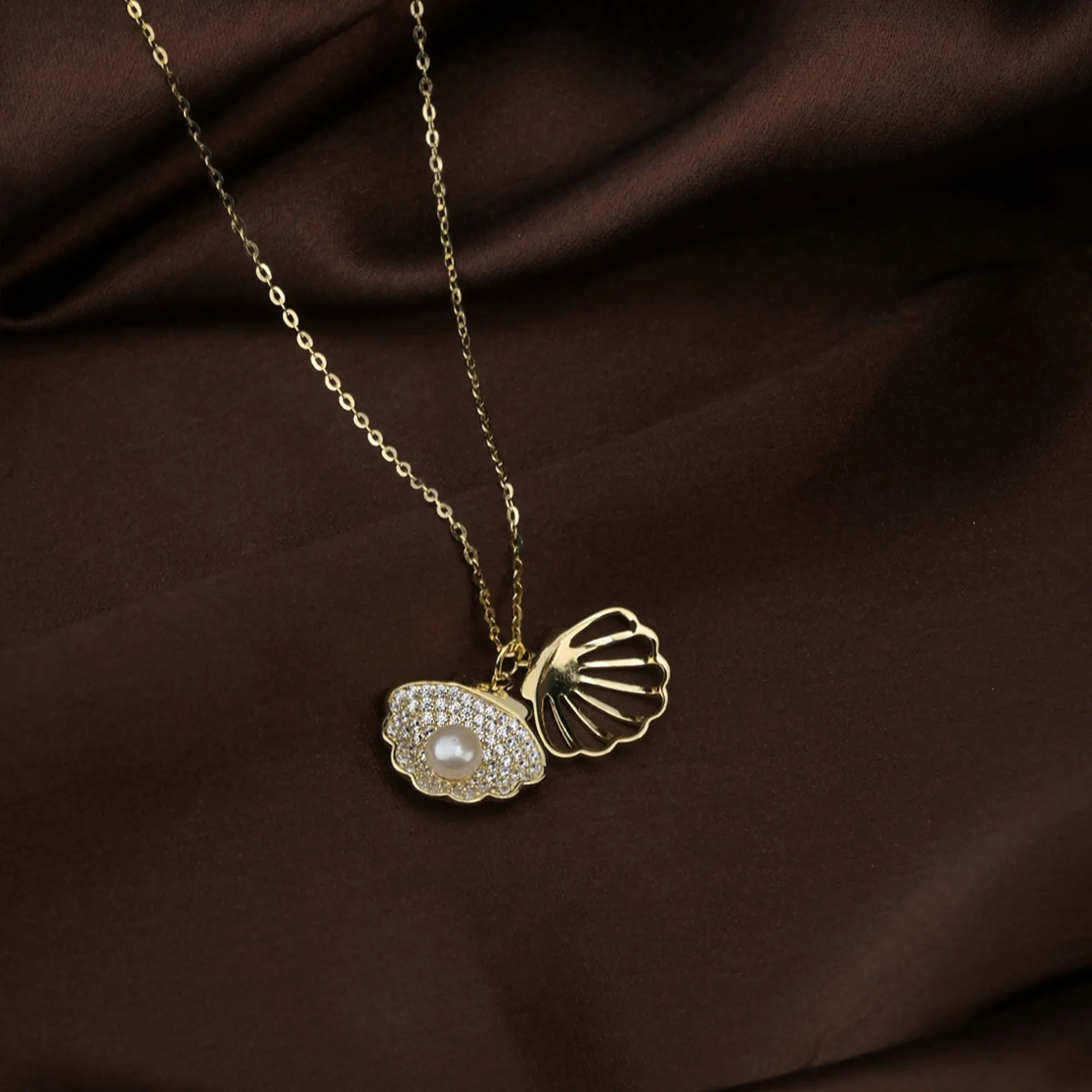 Mystic Seashell Pearl Pendant Necklace