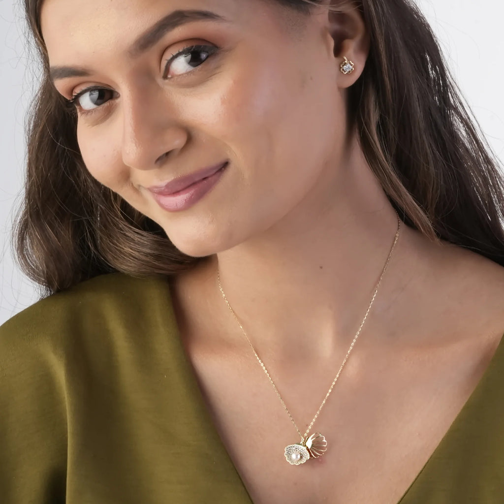 Mystic Seashell Pearl Pendant Necklace