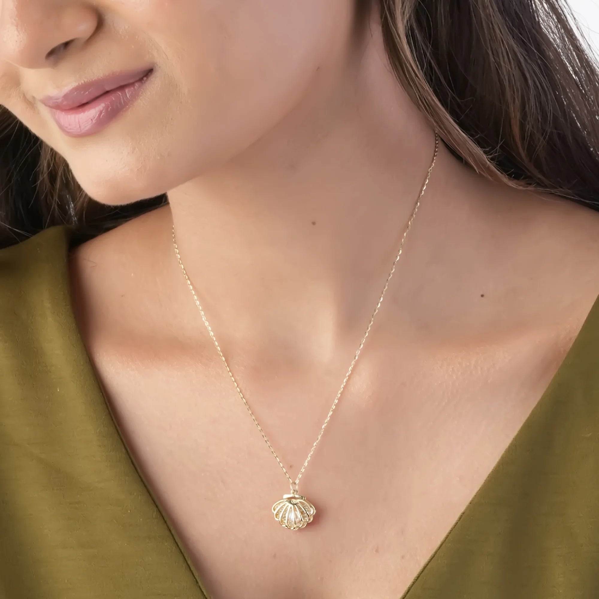 Mystic Seashell Pearl Pendant Necklace