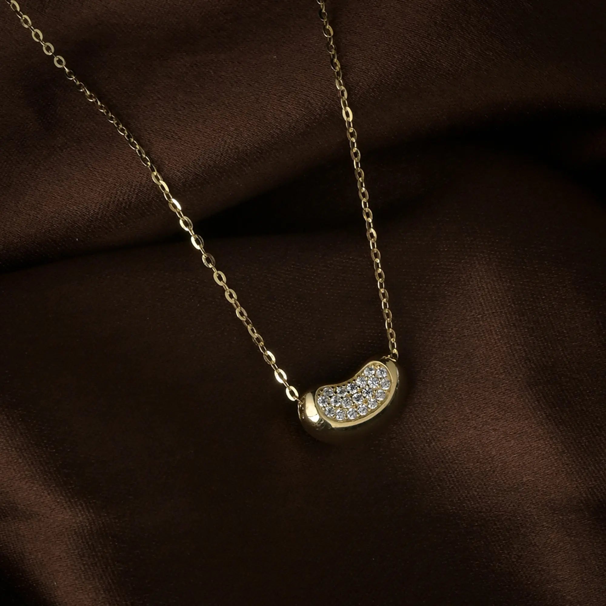 Golden Bean Pendant Necklace