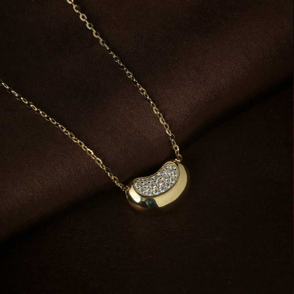 Golden Bean Pendant Necklace