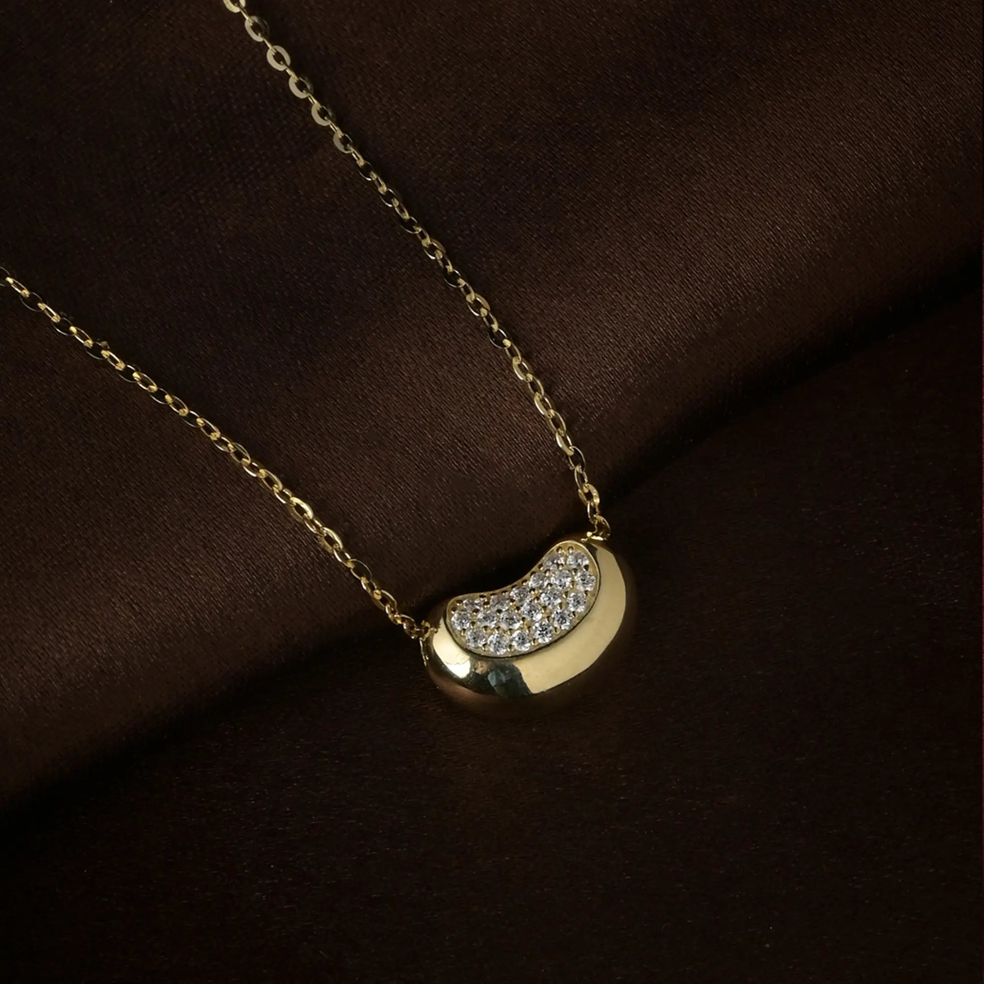 Golden Bean Pendant Necklace