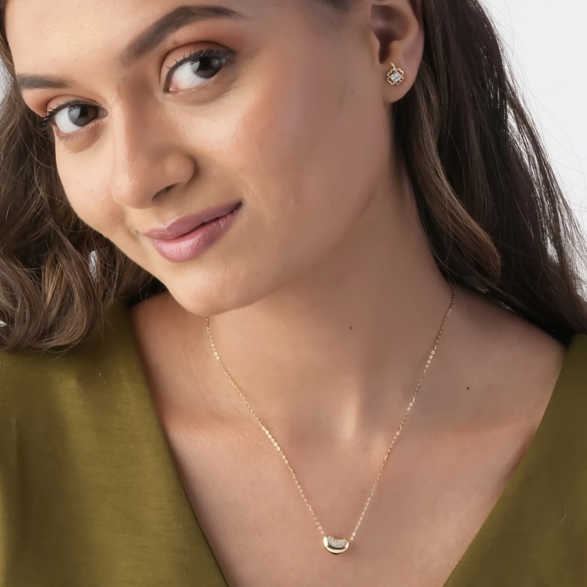 Golden Bean Pendant Necklace