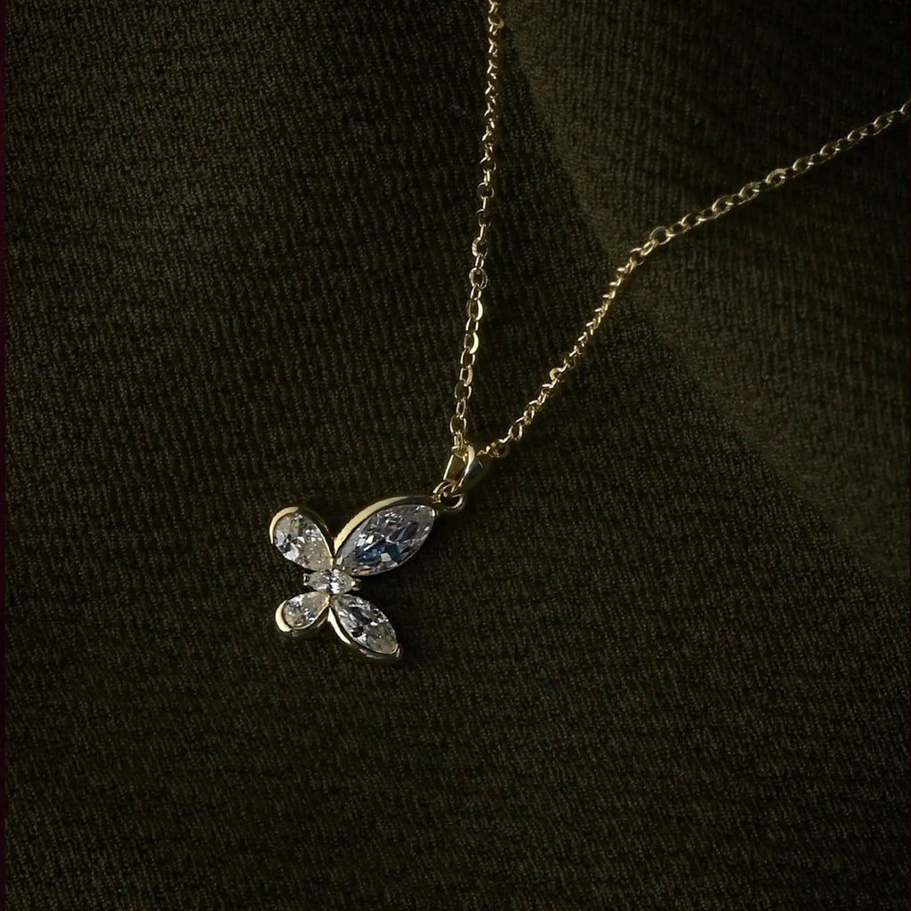 Sparkling Wings Butterfly Pendant Necklace