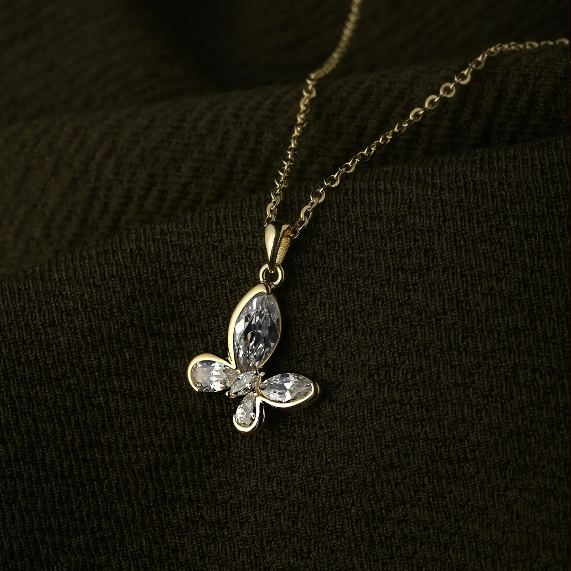 Sparkling Wings Butterfly Pendant Necklace