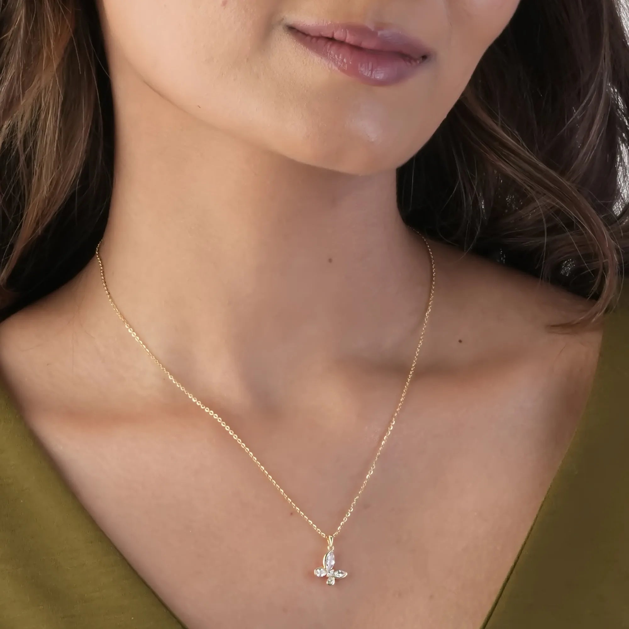 Sparkling Wings Butterfly Pendant Necklace