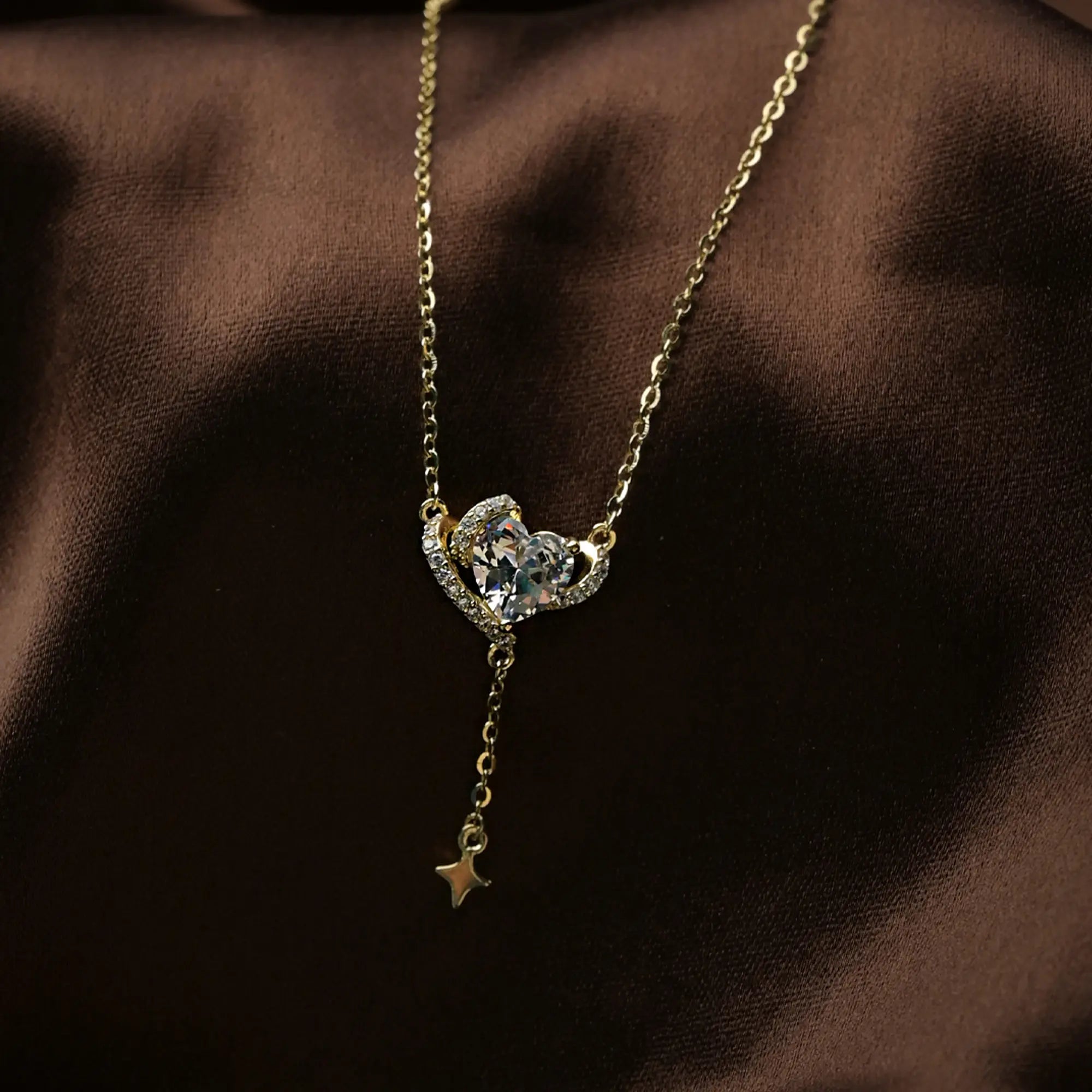 Heart Star Drop Pendant Necklace