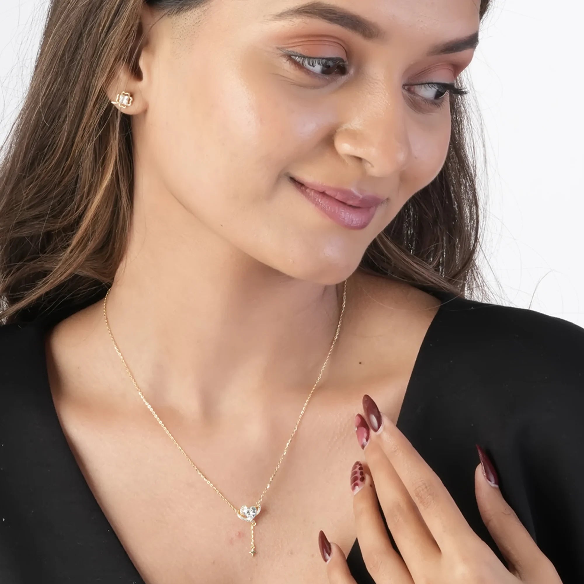 Heart Star Drop Pendant Necklace