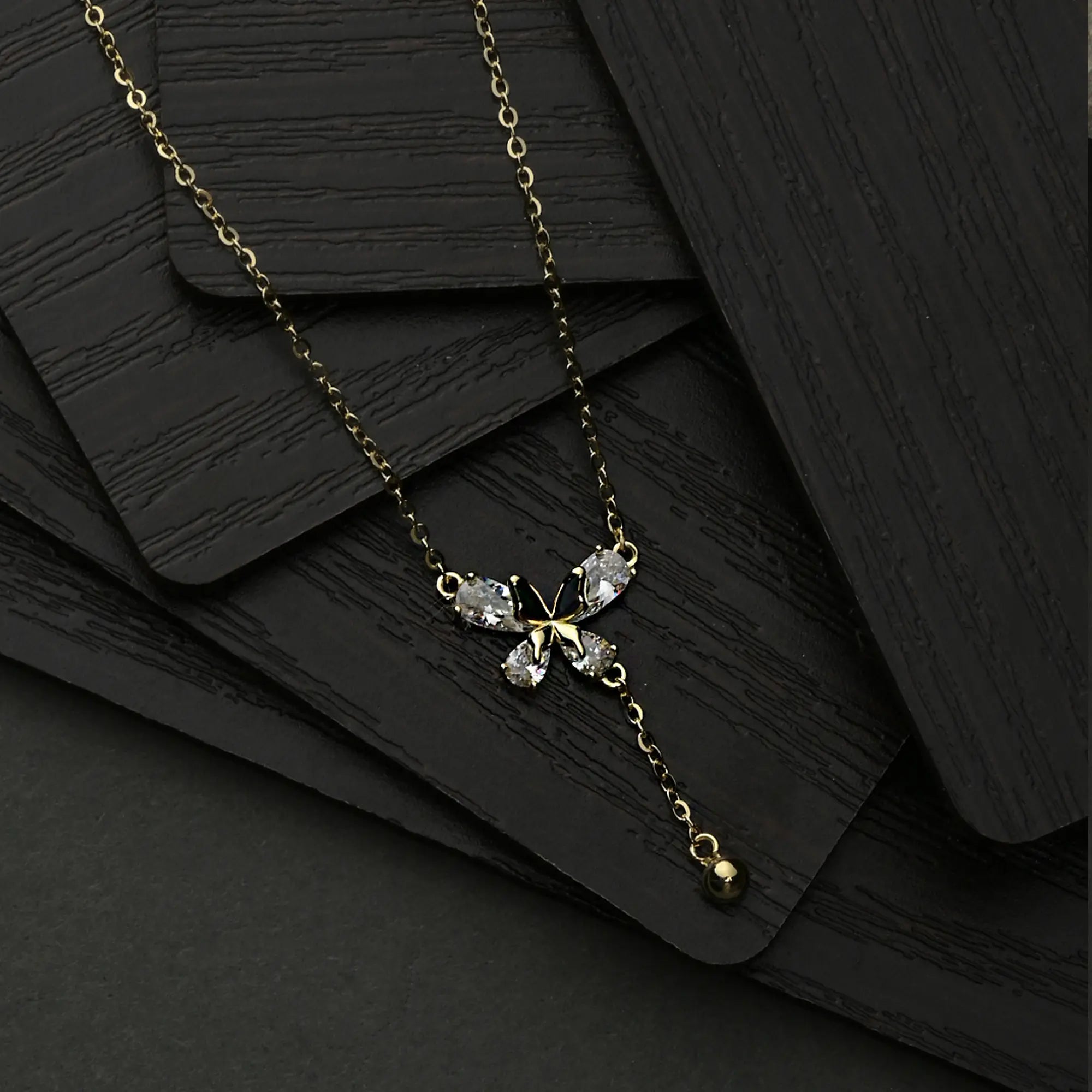 Golden Butterfly Tassel Pendant Necklace