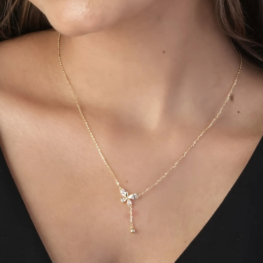 Golden Butterfly Tassel Pendant Necklace