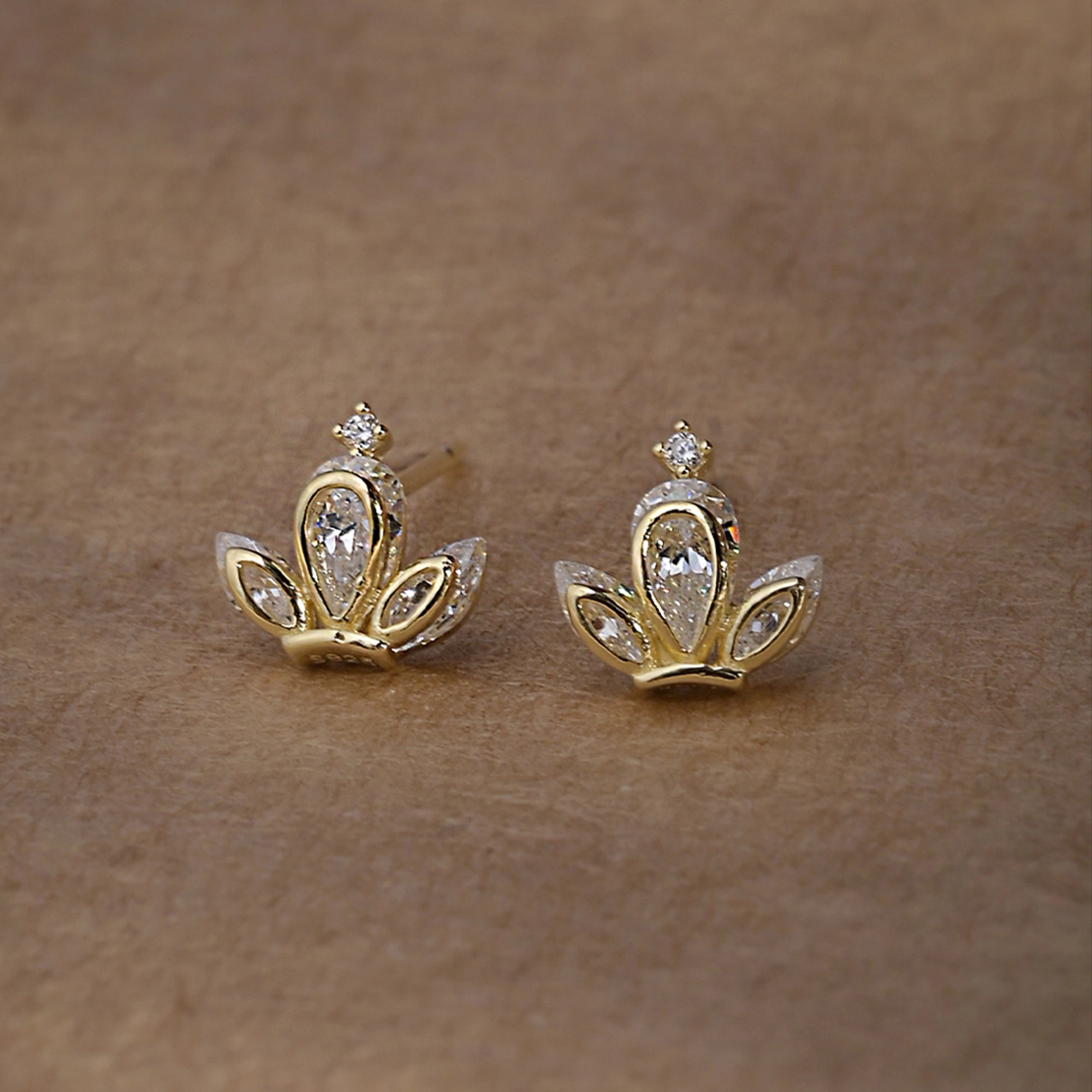 Golden Lotus Stud Earring