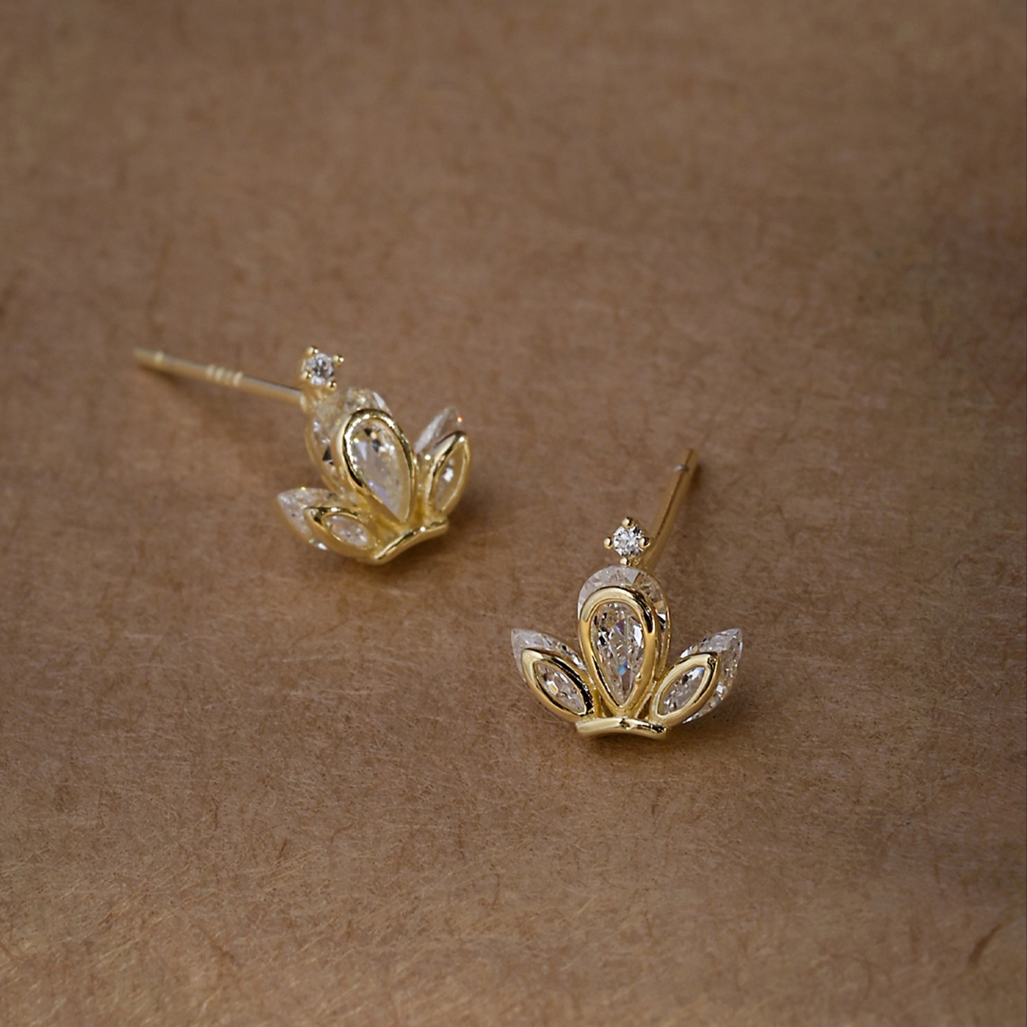 Golden Lotus Stud Earring