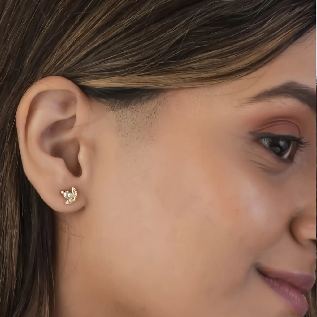 Golden Lotus Stud Earring
