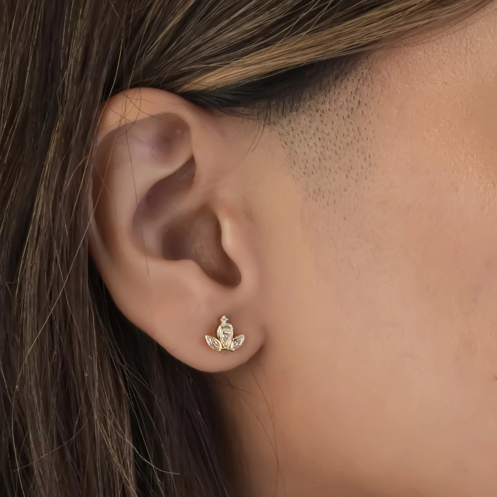 Golden Lotus Stud Earring