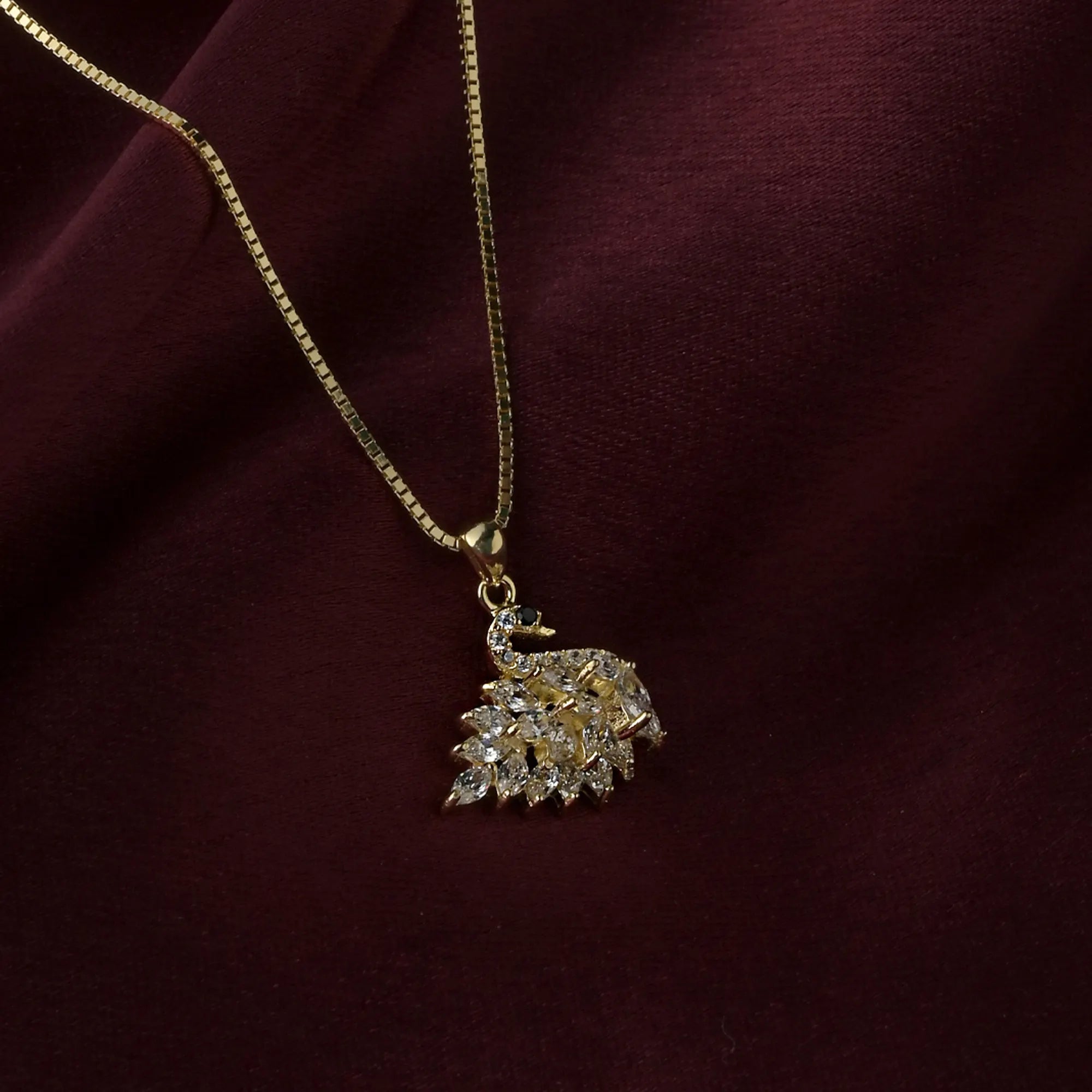 Radiant Swan Crystal Pendant Necklace