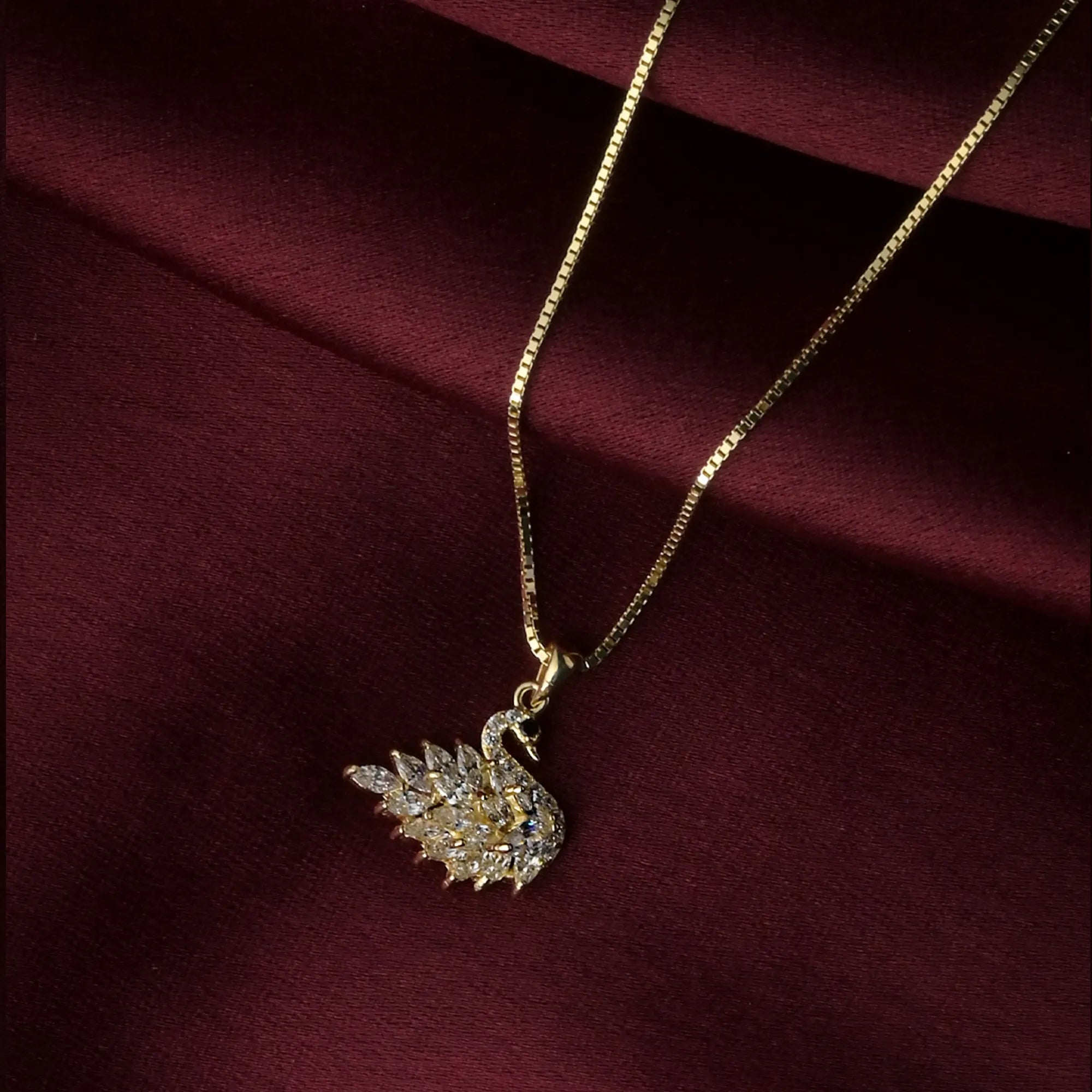 Radiant Swan Crystal Pendant Necklace