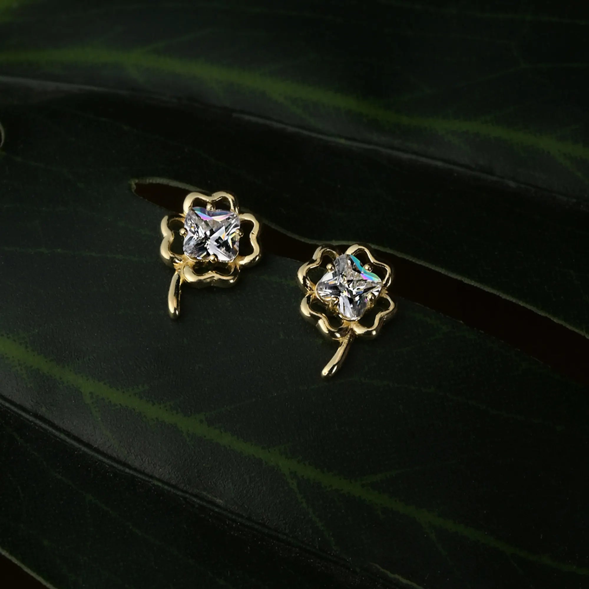 Crystal Clover Stud Earring