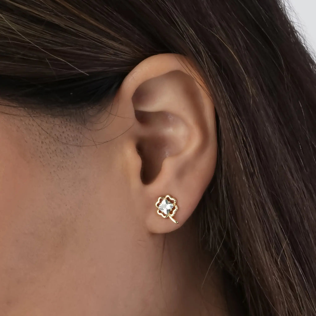 Crystal Clover Stud Earring