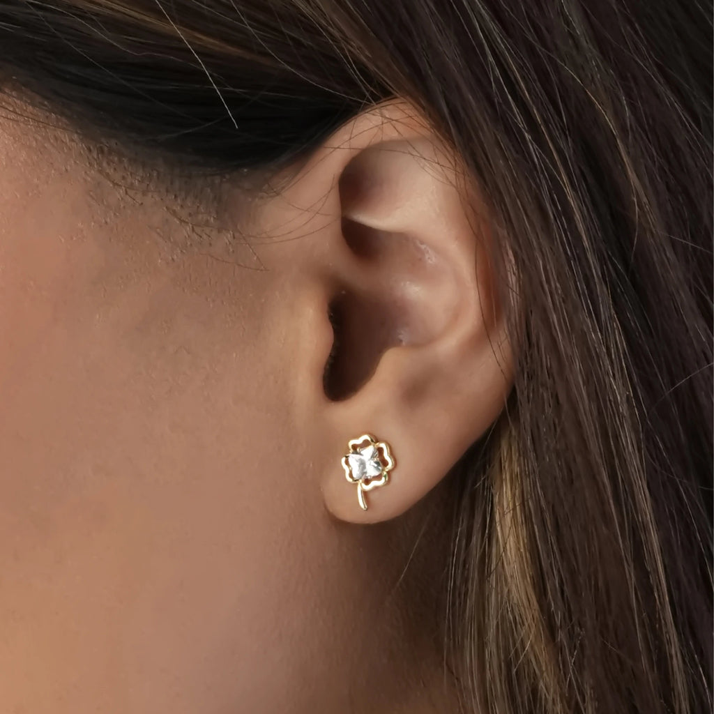 Crystal Clover Stud Earring