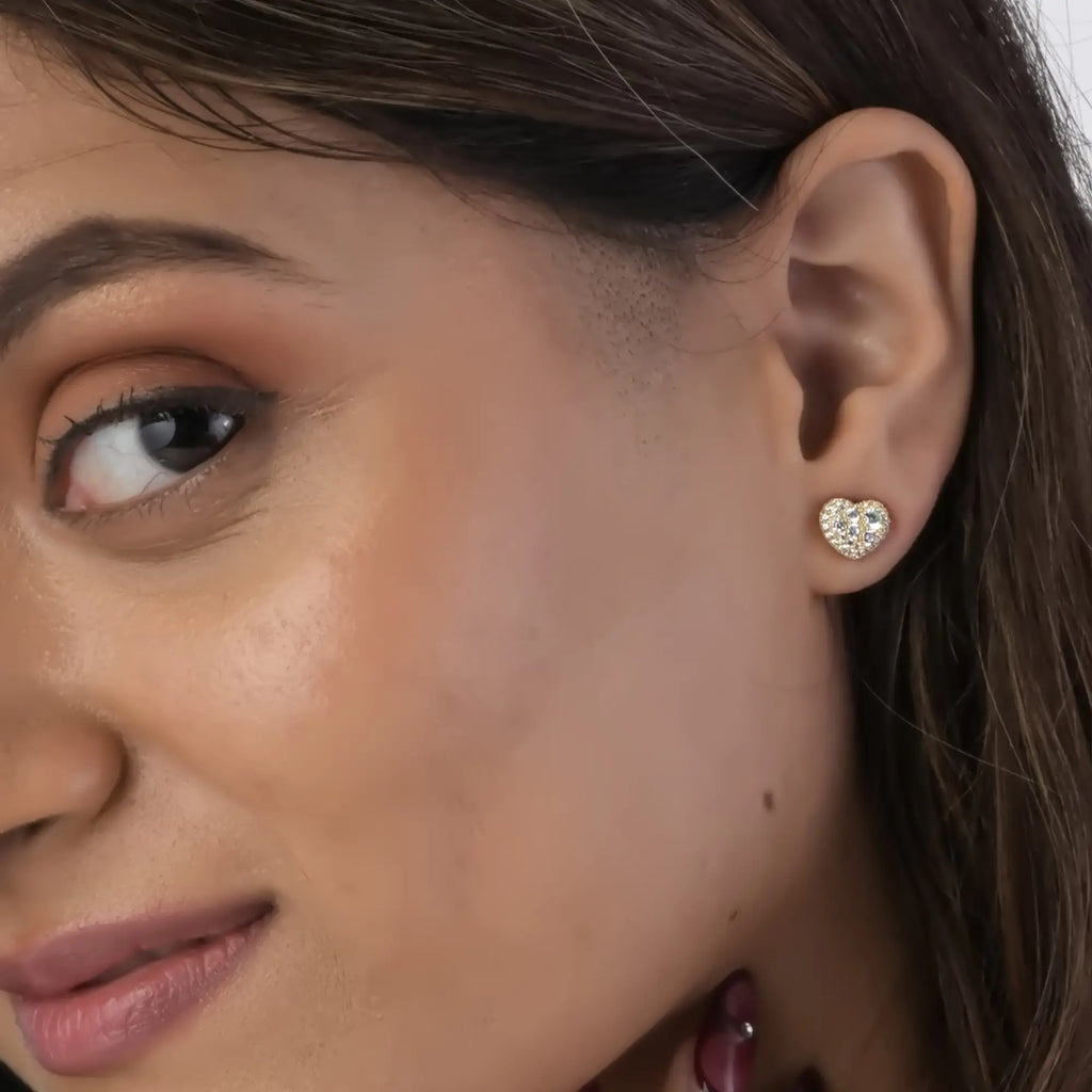Sparkling Heart Stud Earring