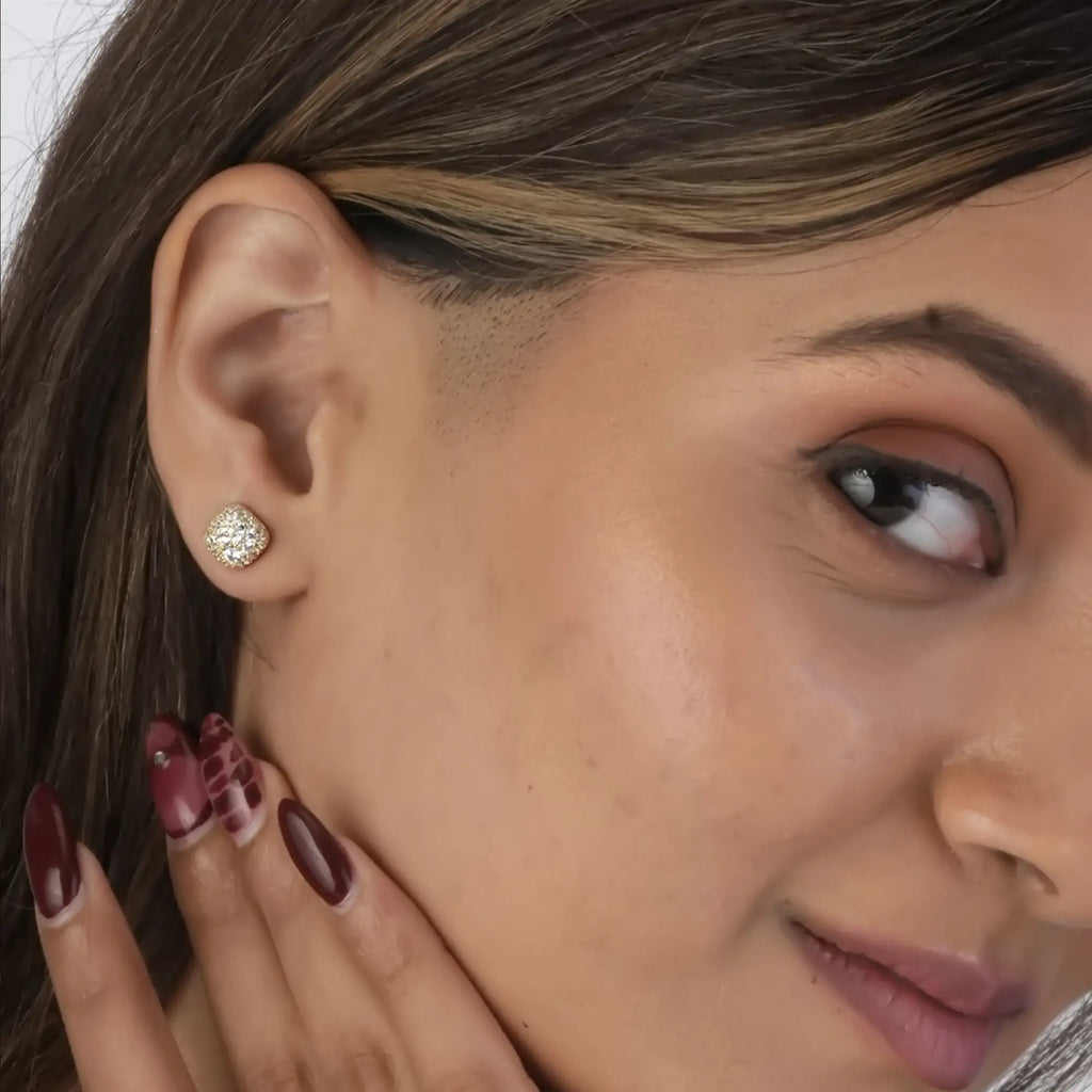 Sparkling Cushion Stud Earring