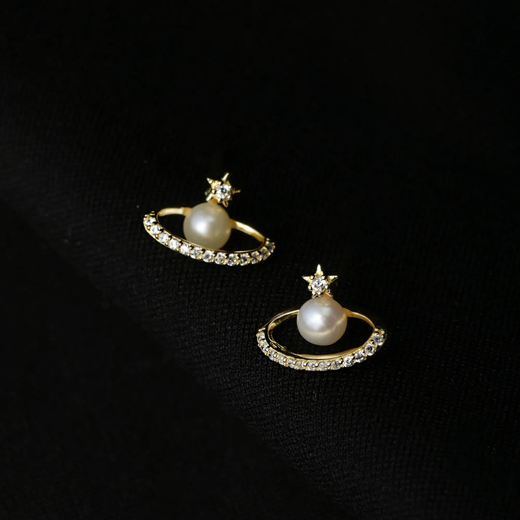 Pearl Saturn Stud Earring