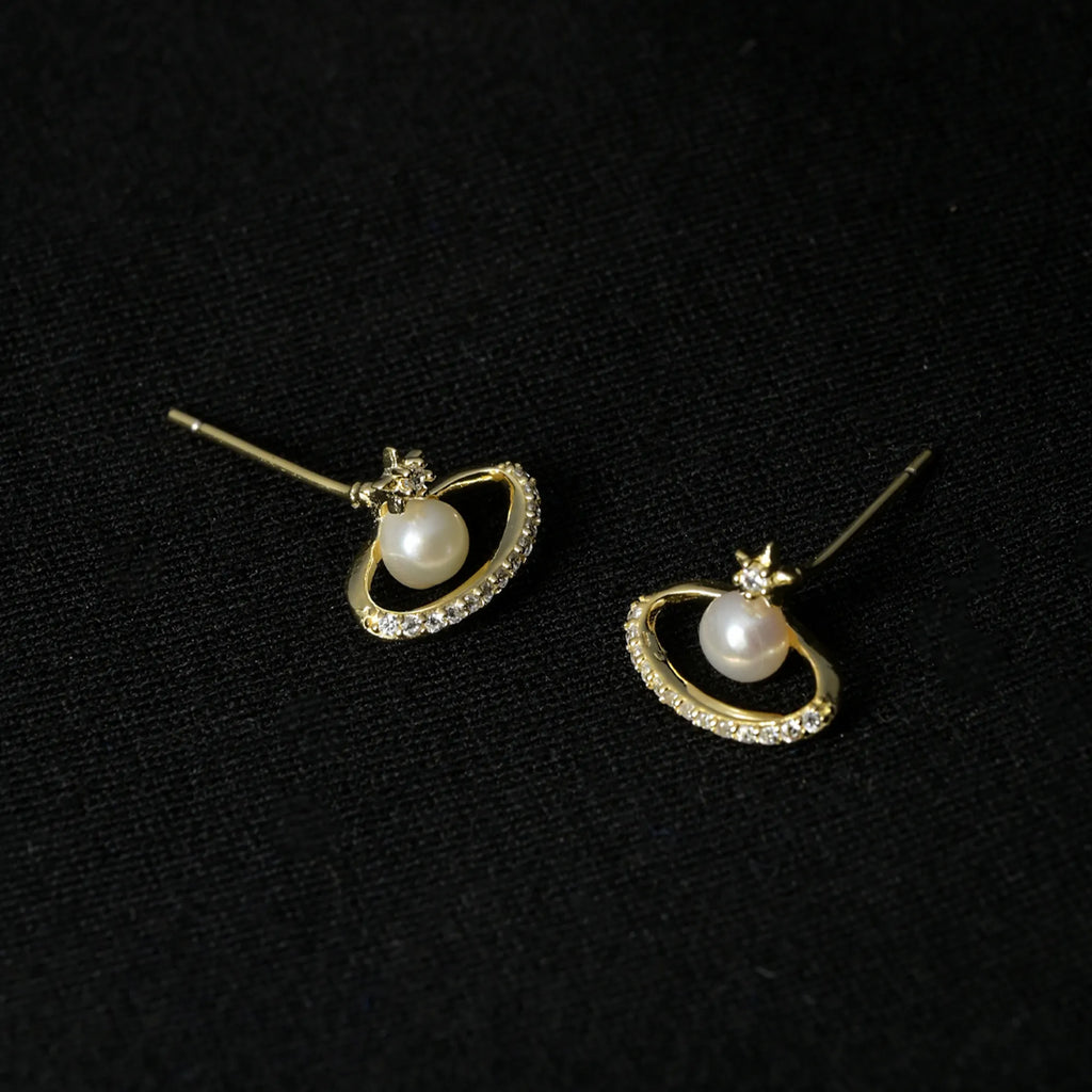Pearl Saturn Stud Earring