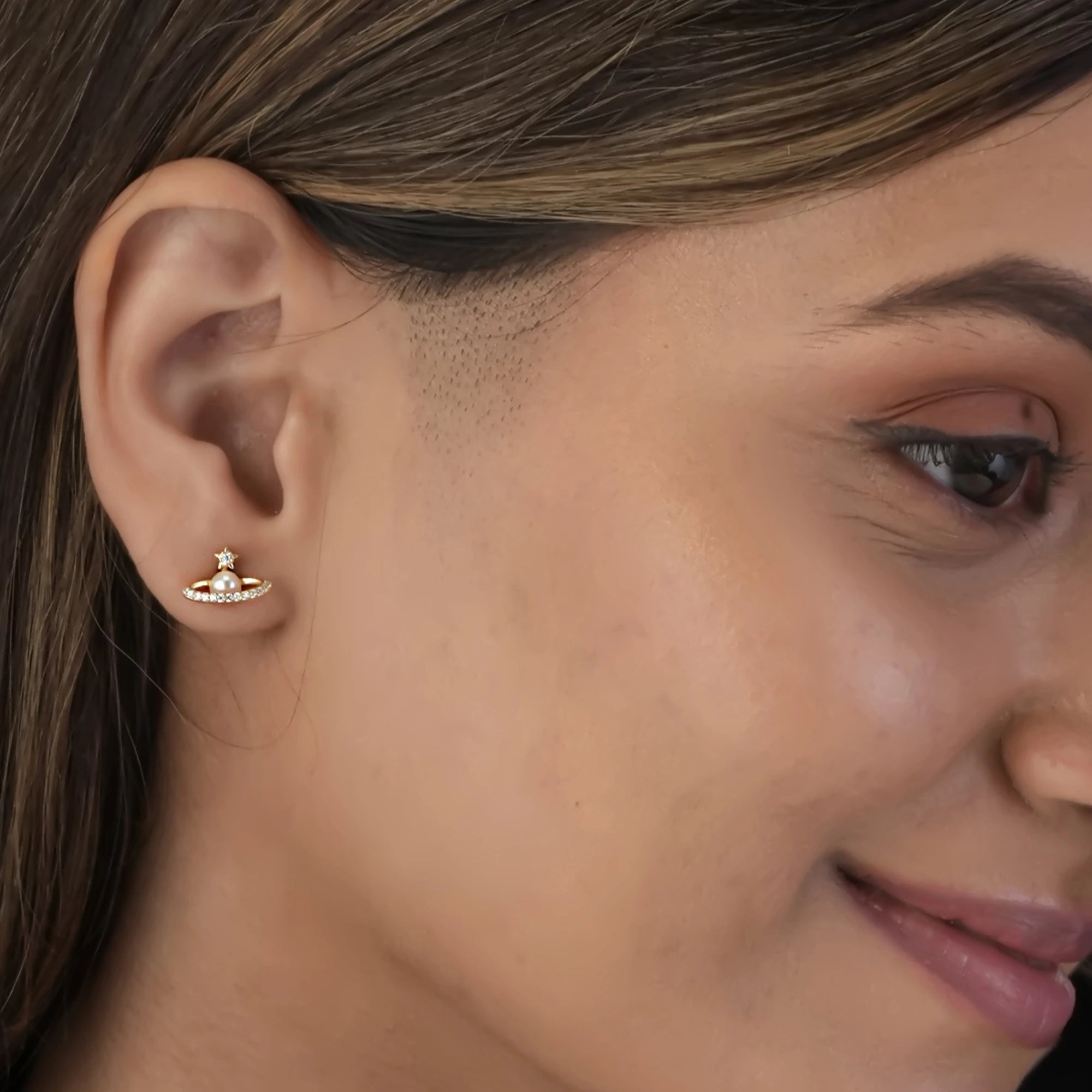 Pearl Saturn Stud Earring